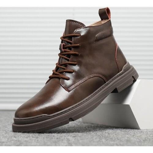 High Quality Genuine Leather Men Shoes Spring Winter Casual Ankle Boots Outdoor Work Snow Boots Lace-Up Classic Shoesko9