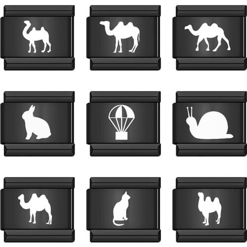 Hapiship 2021 Original Daisy Black Animal Rabbit Camel Charm Links Fit 9mm Bracelet Stainless Steel Jewelry DIY Making DJ356