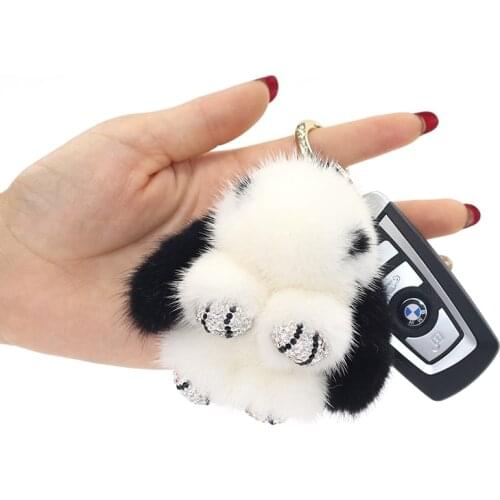Key-Ring Jewelry Pompom Bunny Real Mink Fur Rabbit Keychain Trinket Fluffy Gift Women Toy Pendant