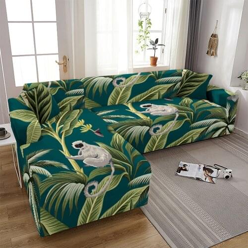 Tropical Jungle Elastic Sofa Cover for Living Room Sectional Corner Sofa Slipcover Animal Couch Cover Protector 1/2/3/4-seat