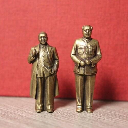 Pure Copper Retro Crafts Chairman Mao Miniatures Figurine Living Room Decor Car Ornaments Home Furnishing Decoration Accessories