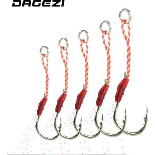 DAGEZI 10pcs/lot High Carbon Steel Fishing Hooks with Line & feather Fishhook Barbed Hooks Fishing Tackle