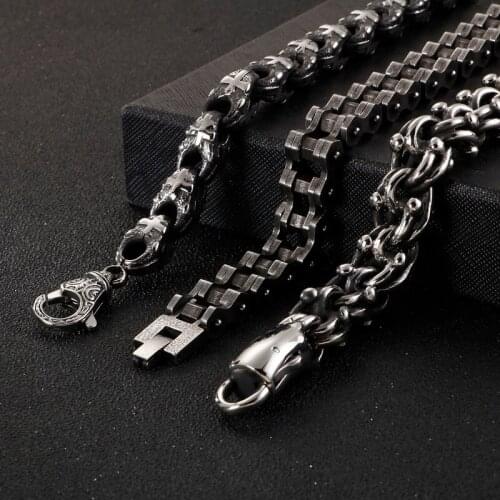 Jewels Store Punk Cross Charm Bracelet Men 22.5cm 23cm Stainless Steel Matte Bike Chain Armband Male Jewelry Accessories For Man