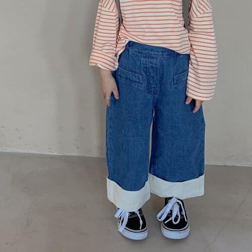 2021 new style girls boys denim pants autumn fashion kids long jean pants 1-7 years