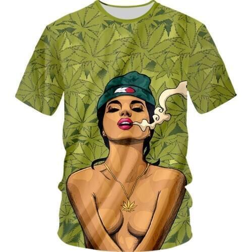 Shinjuku mens 3dt-shirt printing green hemp leaf silk tobacco T-shirt mens short sleeve O-neck T-shirt jacket summer XXS6XL