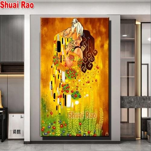 Gustav Klimt lover kiss 5d diy diamond painting cross stitch full square round drill rhinestone embroidery kits Abstract Love
