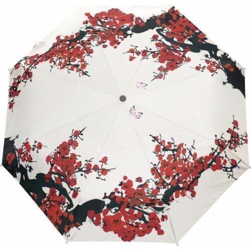 Chinese Umbrella Rain Sun Guarda Chuva Flower Bonecas Full Automatic Umbrella Anti UV Protection Adults 3 Fold Womens Umbrella