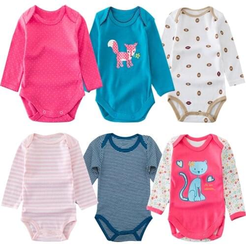 Clearance 100% cotton 0-24M Baby Bodysuits Girl NB Size baby bodysuits Jumpsuit long sleeve Newborn baby Autum Summer clothes
