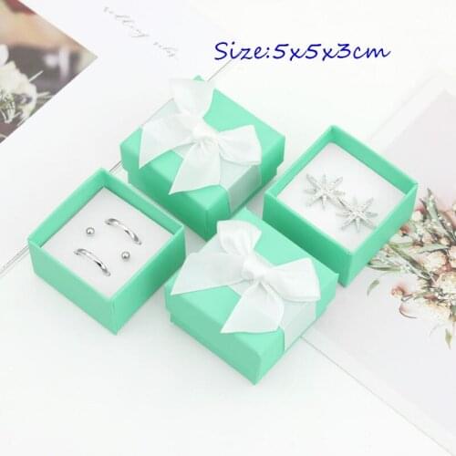 Square Jewelry Organizer Box Rings 80pcs/Lot Storage Small Gift Cases For Pendant Earrings Christmas Gifts Light Blue 5*5*3cm