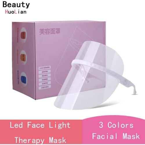 Led Face Light Therapy Mask Skin Tighten Anti-Aging Wrinkle Removal Facial Care Photo Rejuvenation Beauty Tool Device 3 Colors