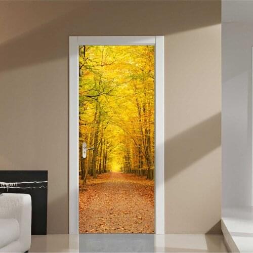 Fashion DIY 3D Door Stickers Deciduous Leaves Pattern for Living Room Home Decoration Mural Accessories Door Wallpaper