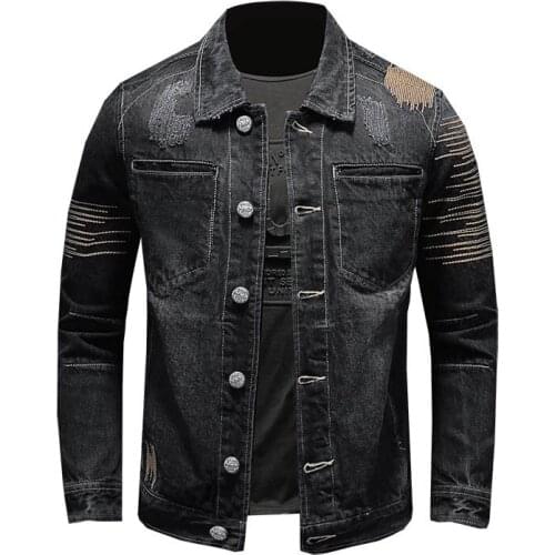 Mcikkny Fashion Men Vintage Ripped Jackets And Coats Multi Pockets Patchwork Outwear Tops For Male Clothing Plus Size M-5XL