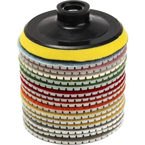 GTBL 16Pcs Diamond Polishing Pads Kit 4 Inch 100Mm Wet/Dry for Granite Stone Concrete Marble Polishing Use Grinding Discs Set