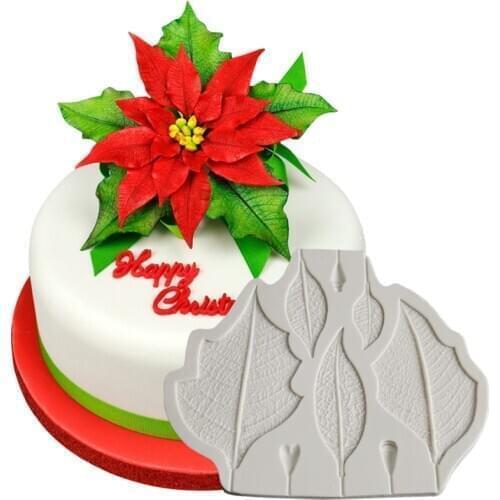 NEW Poinsettia Mould and Veiner Silicone Mold Fondant Mould Cake Decorating Tools Chocolate Mold,Sugarcraft,Kitchen GadgetsM2446