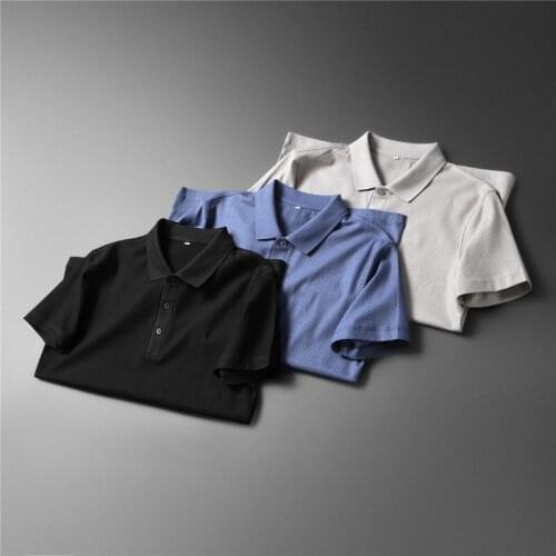 2021 new spring and summer mens lapel T-shirt POLO shirt fashion high-end slim mercerized cotton piqué cotton all-match bottomi