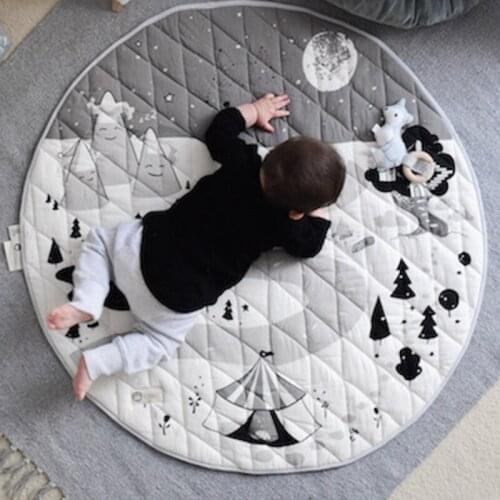 Nordic Ins New Animal Village Forest round Game Mat Childrens Carpet Baby Crawling Mat Room Decoration