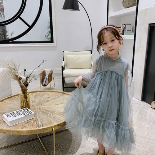Baby Girls Princess Dress 2019 Fashion Mesh Long Evening Dress Birthday Party Korean Sweet Fairy Tulle Birthday Party Tutu Dress