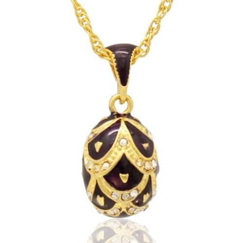 Suitable for European luxury brand necklace purple enamel hand-made resurrection egg pendant necklace, holiday gift