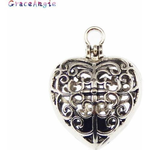 GraceAngie Beads Cage Locket Can Be Opened Phase Box Pendant Necklace Jewelry Accessories Openwork Classic Retro Style Big Love