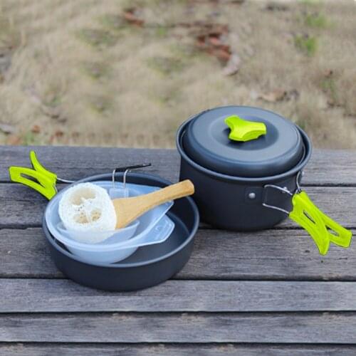 Portable Camping Cookware Combo Set 1-2 People Outdoor Cooking Tableware Kit Kitchen Utensils Ultralight Hiking Picnic Supplies