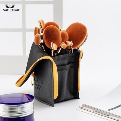 Anmor Professional 10 PCS Makeup Brushes Set Soft Make Up Foundation Powder Synthetic Hair Concealer Contour Brush Kit Black Bag