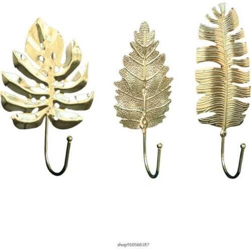 Turtle Leaf Hook Luxury Nordic Room Decor Wall Hooks No-Punch Clothes Coat Key Hook Iron Art Wall Decorations Storage wholesales