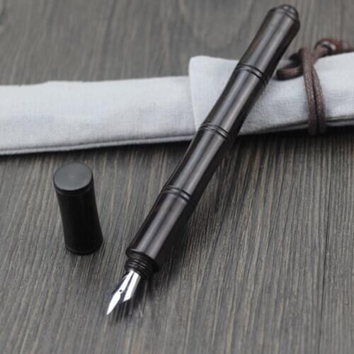 Luxury Handmade Retro Style Blackwood Bamboo Shaped Fountain Pen Screw Type Pen as Creative Gift for Business and School Office