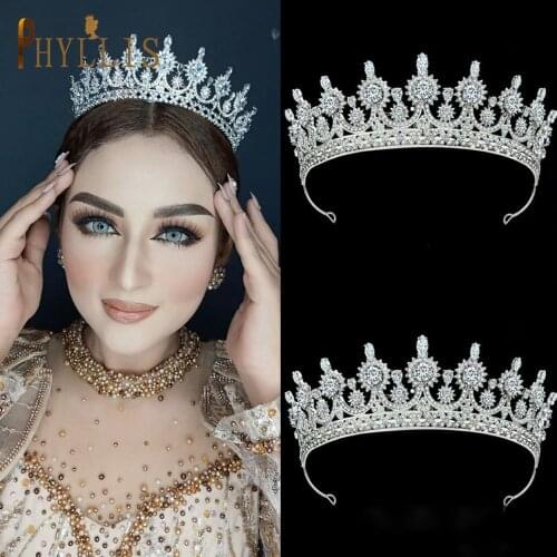PHYLLIS A22 Zircon Crown Bridal Luxury Alloy Charm Bride Headpiece Wedding Tiaras Pageant Headwear Children Bridesmaid Headwear