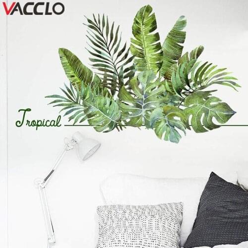 Vacclo Tropical Vegetation Green Decoration Creative Stickers DIY Wall Stickers Self-adhesive TV Background Mural Decals Poster