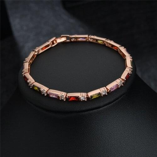 Gorgeous Europe America Oblong Set 3A Zircon Bracelet 2021 Trend Copper Alloy White Contracted Bracelets For Women Jewelry