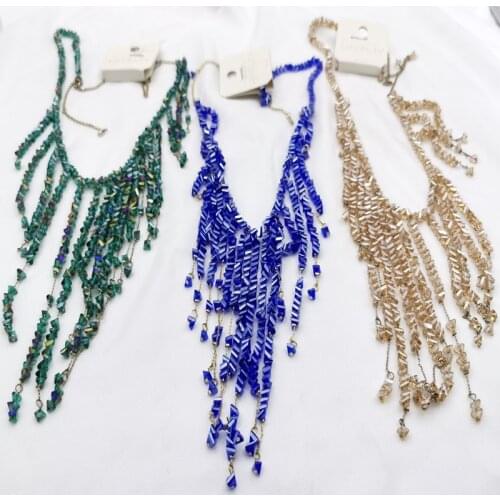 Japanese and Korean wind Glass Pendant Fashion temperament beautiful new necklace sweater chain e72 texture versatile