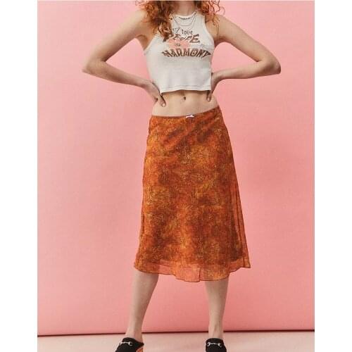Women Leisure Skirt Casual Summer Beach Clothing Smooth Texture Skin-Friendly Skirts With Floral Print Bright Bohemian 2021