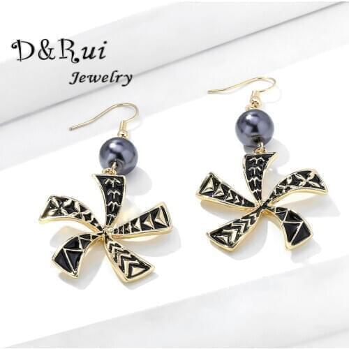 Cring Coco Vintage Flower Statement Earrings for Women Fashion Pearl Big Hawaiian Style Jewelry Drop Earring 2020 Hot Sale Gift