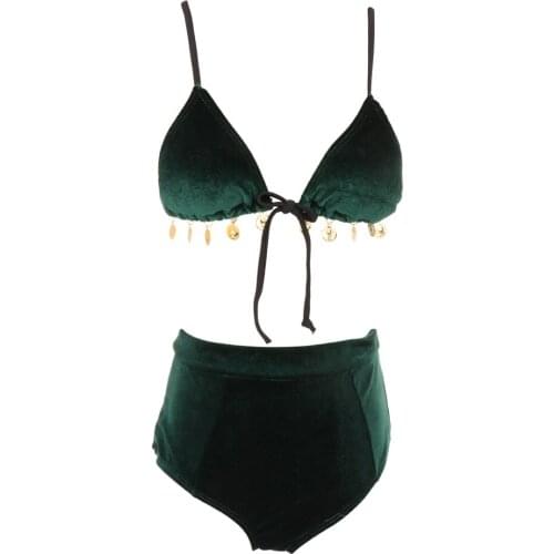 Prettyia Women Detachable Padded Velvet Push Up Bikini Set 2 Piece Swimsuit