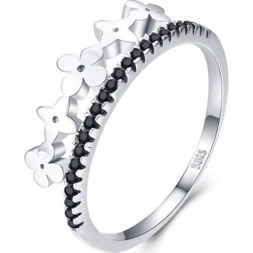 SODROV 925 Sterling Silver Ring Female Bague Flower Trendy Rings for Women Girls Gift Sterling Silver Jewelry G070