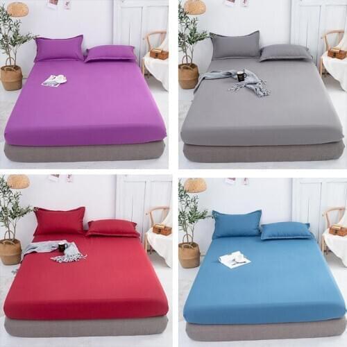 1pcs 100% polyester solid bed mattress set with four corners and elastic band sheets hot sale(no pillowcases) fitted she