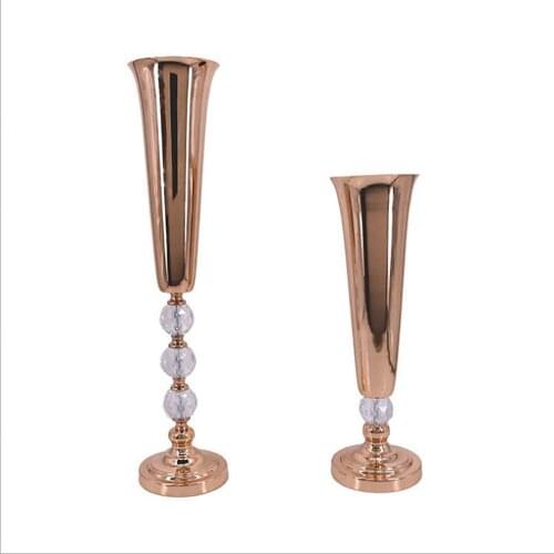 10 PCS / Lot Vases Crystal Horn-shaped Road Lead Europe Brief Wedding Tabletop Flower Vase Party Centerpiece For Home Decoration