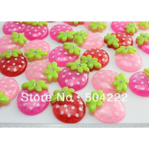 100pcs big size glitter rhinestone Strawberry Cabochons (30mm) , hair accessory, embellishment, DIY