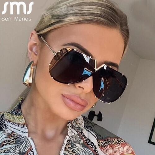 2021 Square Sunglasses Women Men Oversized Frame One-Piece Sunglasses Gradient Luxury Brand Designer Eyeglasses