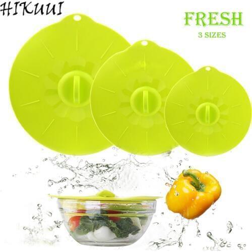 3pc/set Universal Silicone Suction Lid-bowl Pan Cooking Pot Lid-silicon Stretch Lids Silicone Cover Pan Spill Lid Stopper Cover