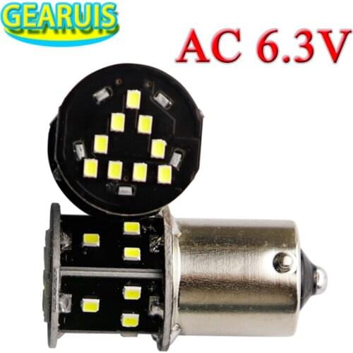 50pcs AC 6.3V 1156 BA15S p21w 24 smd 2016 LED Non polar 6V 150MA 1.8W Motor Indicator light Bulb Motorcycle LED White Red