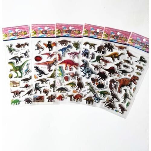 6pcs Real Dinosaur Series Stickers For Children Notebook Skateboard DIY Waterproof Tyrannosaurus Pterosaur Sticker Toy Boys Gift