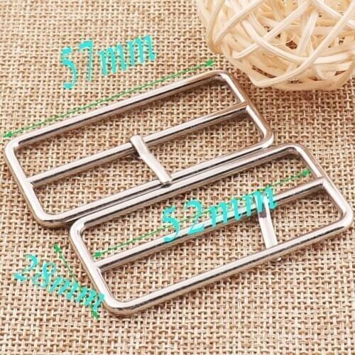 10 PCS Silver Metal Center Bar Buckle 2" Sliders Strap Adjuster Webbing Purse Bag Handbag Strap Keeper Adjustable Buckles