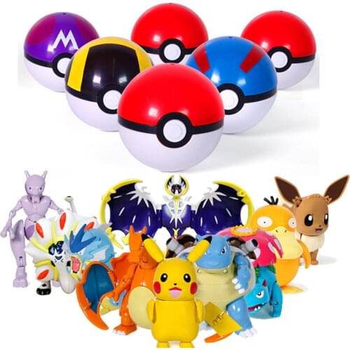 8 Cm Pokemon Ball with 1 Deformed Doll Model Cartoon Anime Figures Pikachu Charmander Squirtle Bulbasaur Mewtwo Pokeball Toys