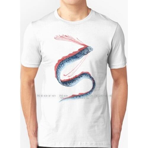 Watercolor Oarfish T Shirt 100% Pure Cotton Oarfish Watercolor Traditional Ocean Deep Sea Creature Aquatic Animal Nature