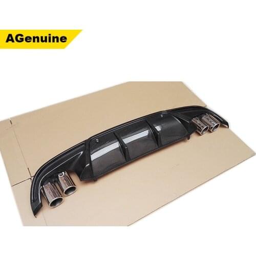 Carbon fiber car rear bumper lip diffuser with end pipes for Mercedes-Benz C class W205 Sports