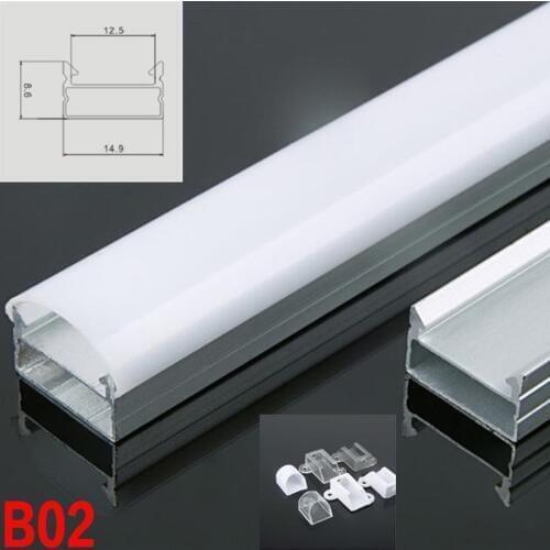 B02 5 Sets 50cm U Shape LED Bar Lights Aluminum Channel Profile With Cover, End Caps and Mounting Clips for LED Strip Lights
