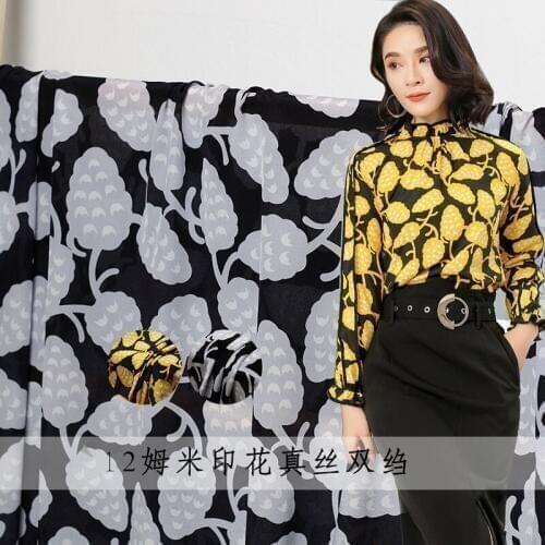 White waxberry fruit harvest season silk Crepe de Chine summer silk dress high clothing custom fabric Free shipping