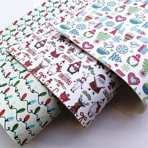 Free shipping A4 20*33CM cartoon Christmas print synthetic leather vinyl fabric BHY830