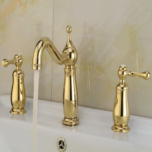 C gilded copper basin full three-piece bathroom faucet